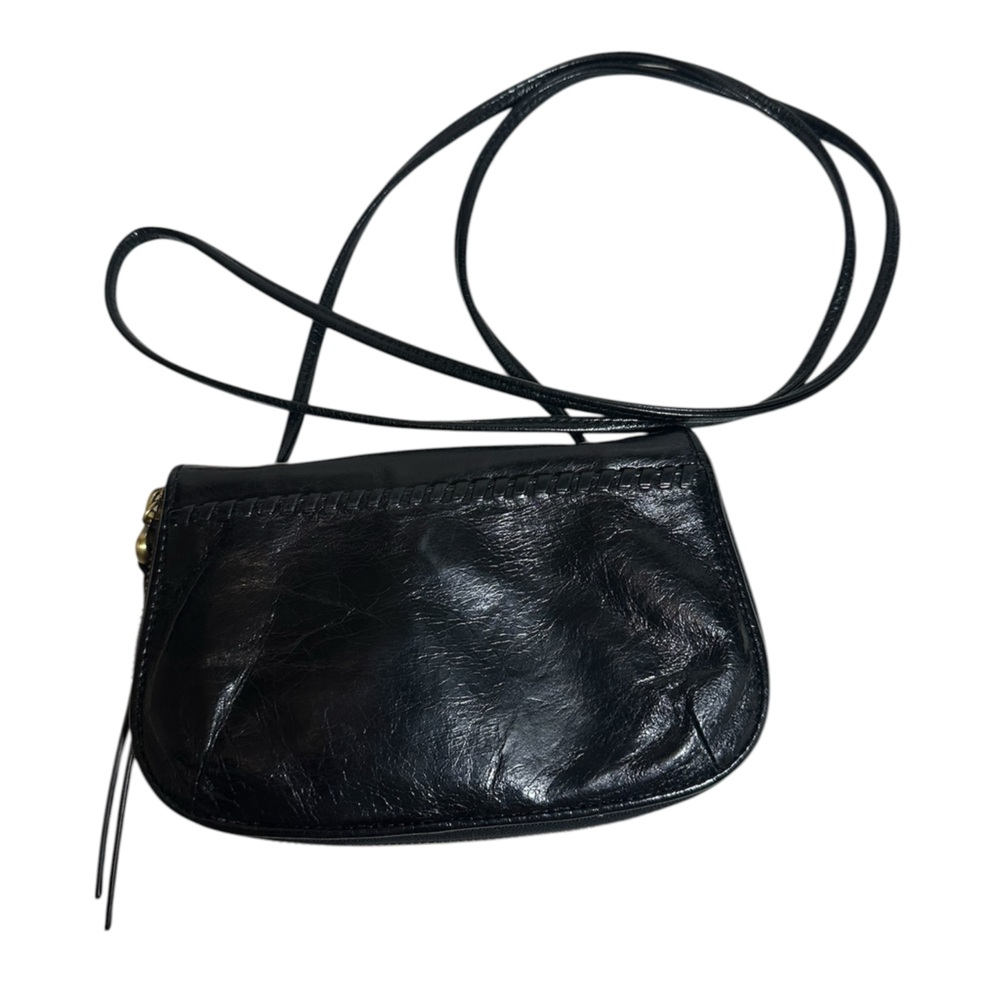 Hobo International Quill Crossbody Purse Black Leather Wallet Organizer7.5"x4.5"